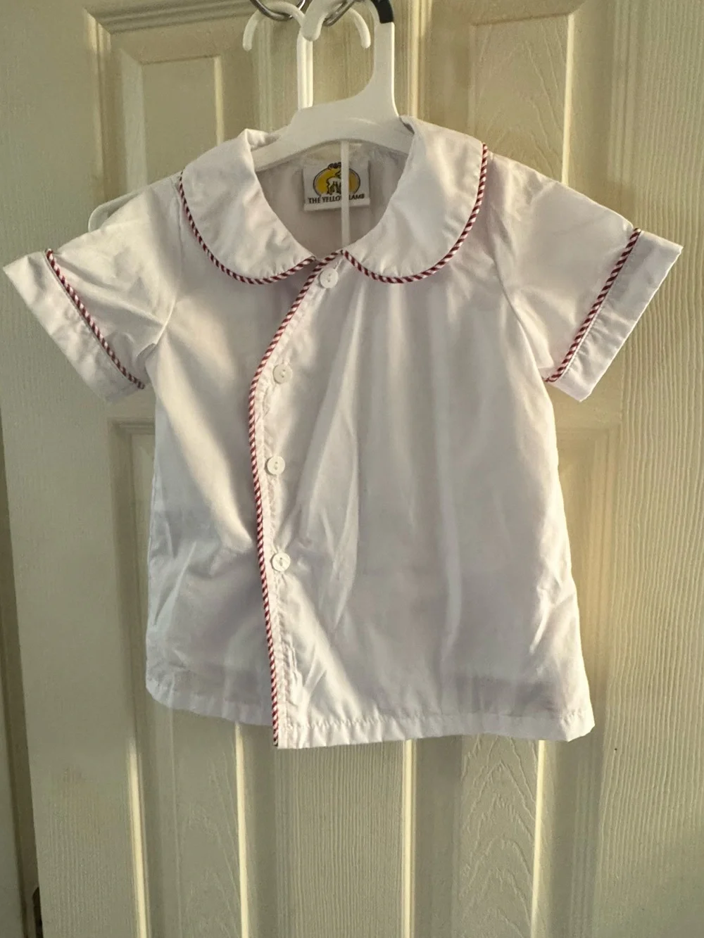 Children's Red Gingham Shorts Set with White Trim Shirt - The Yellow Door